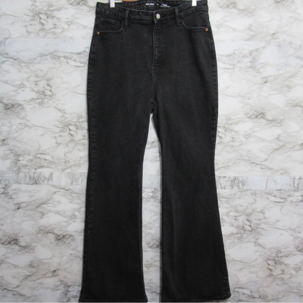 Old Navy Higher High Rise Flare Black Denim Jeans Size 14